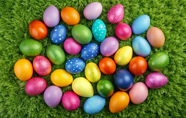 Grass, eggs, spring, colorful, Easter, happy, spring, Easter