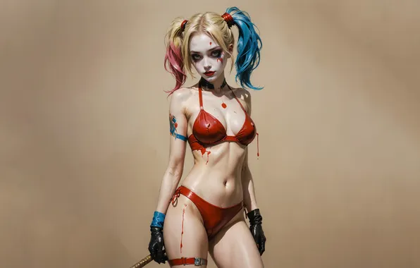 Girl, style, Harley Quinn, neural network, ai art