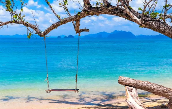 Sand, sea, wave, beach, summer, swing, summer, beach