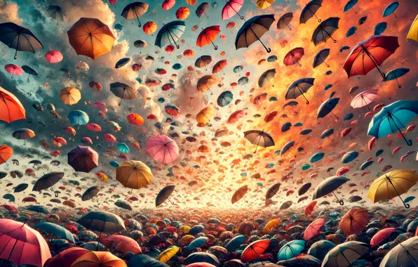 BACKGROUND, The SKY, CLOUDS, COLOR, UMBRELLAS