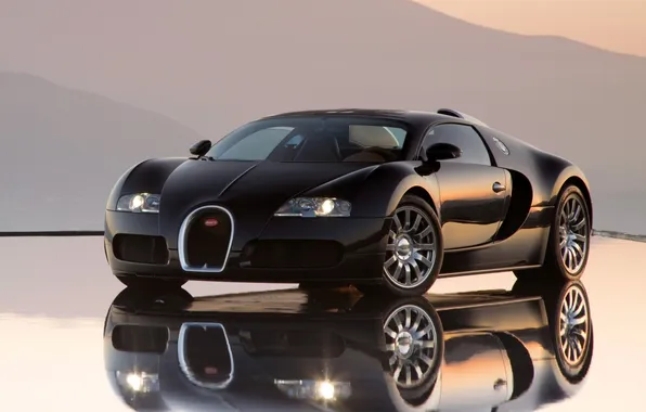 Reflection, background, Bugatti, Bugatti, Veyron, Veyron, supercar, the front