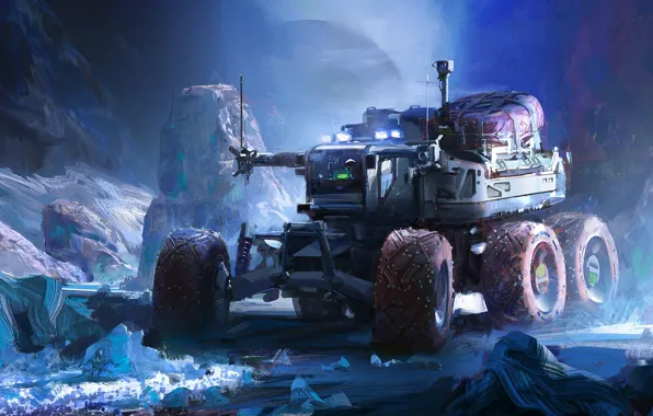 Picture fiction, figure, Truck, art, truck, John Wallin Liberto, by John Wallin Liberto, Europa Exploration Vehicle