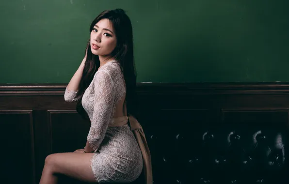 Look, sexy, pose, sofa, model, portrait, makeup, figure