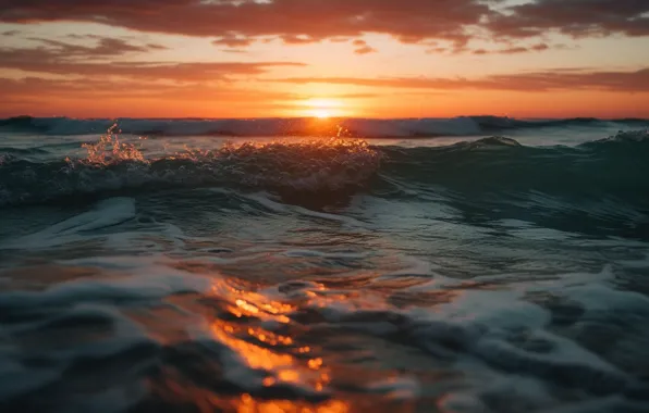 Sea, wave, landscape, nature, shore, surf, digital art, AI art