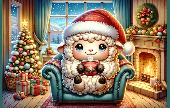 Light, comfort, style, room, animal, the evening, Christmas, New year