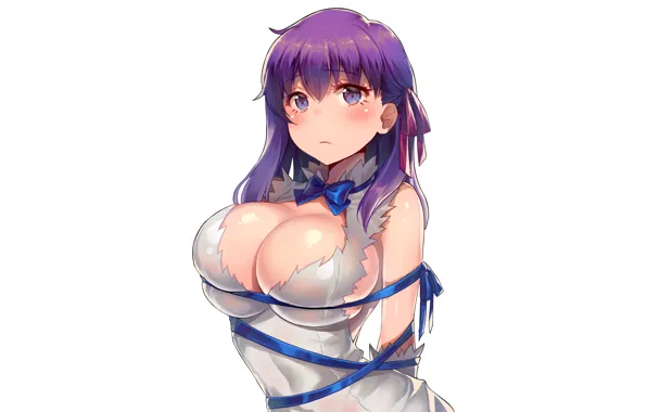 Girl, sexy, Fate Stay Night, cleavage, long hair, dress, boobs, anime