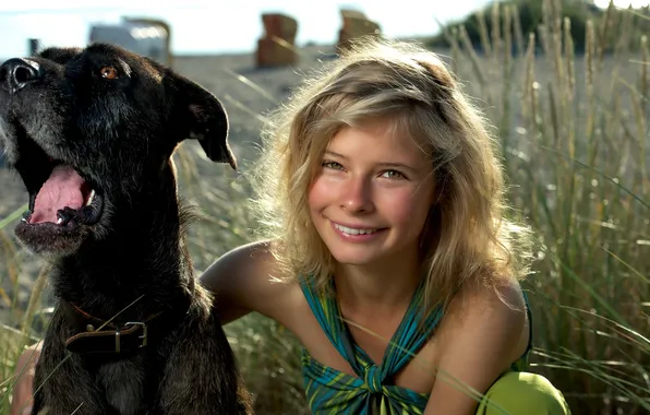 Background, mood, dog, girl