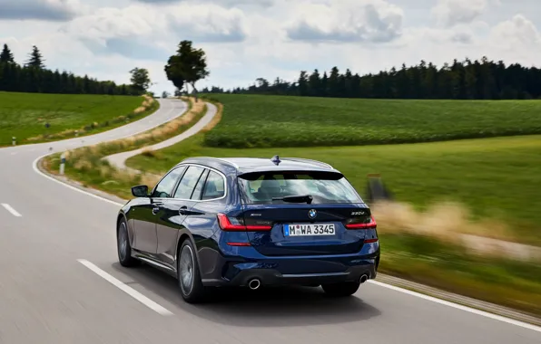Road, BMW, 3-series, universal, dark blue, 3P, 2020, G21
