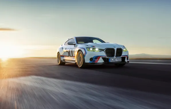 Picture Road, White, BMW, Dawn, Sports car, Sports car, BMW 3.0 CSL, Exclusive special model