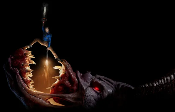 Weapons, fiction, monster, shot, the series, black background, shotgun, action
