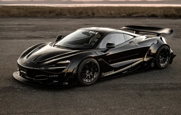 McLaren, Black, Road, Supercar, Liberty Walk, LB Works, McLaren 720S, Body kit