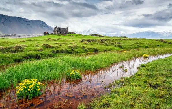 Field, river, Iceland