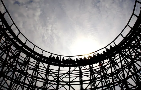 Picture the sky, attraction, riding, roller coaster