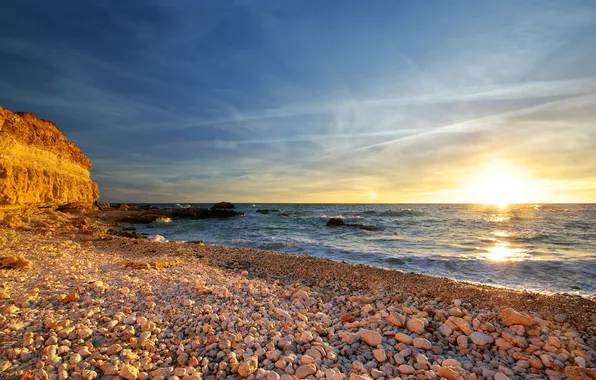 Picture sea, beach, the sky, stones, the ocean, rocks, coast