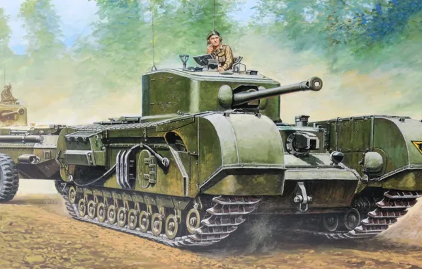 Tank, UK, Churchill, infantry, flamethrower, Heavy, British Tank Churchill Mk. VII Crocodile