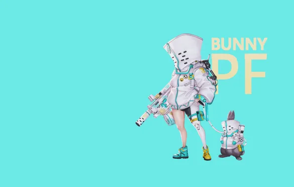 Minimalism, Rabbit, Costume, Art, Illustration, Weapon, Peace, Cyborg