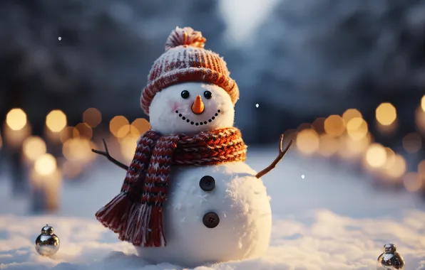 Winter, snow, Christmas, New year, snowman, Christmas, winter, snow