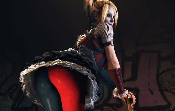 Ass, girl, skirt, villain, bit, dc comics, harley quinn, the villain