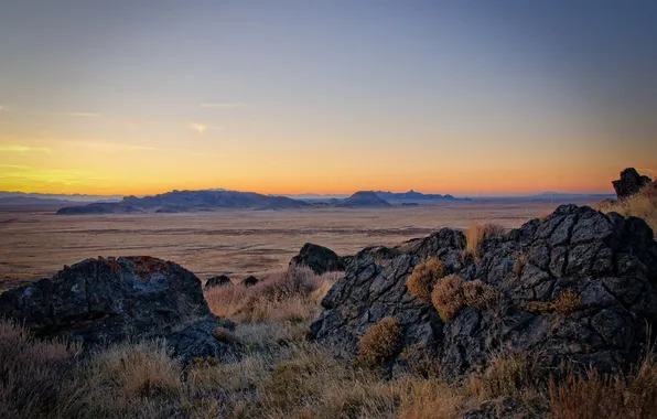Sunset, desert, Utah, Western