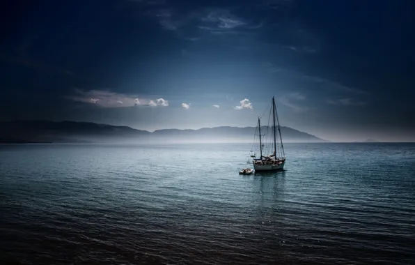 Picture sailboat, Greece, Limnionas Bay, Samos