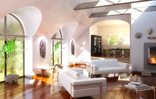 Picture style, interior, Villa, living space, design, home