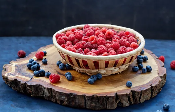 Picture berries, raspberry, table, basket