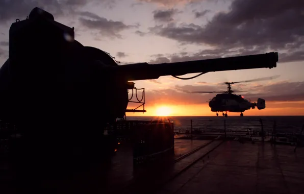 Helicopter, cruiser, deck, Peter The Great