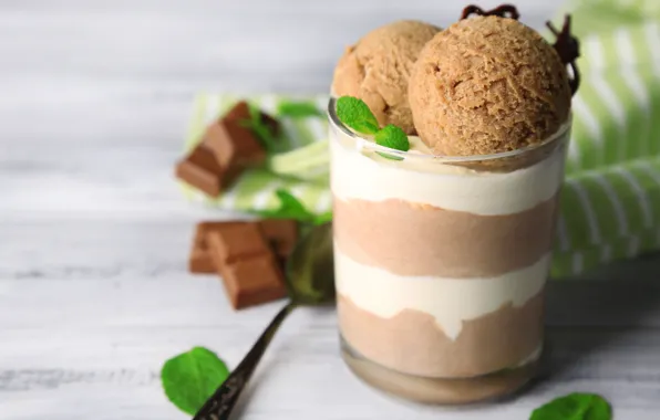 Picture chocolate, cream, ice cream, mint, dessert