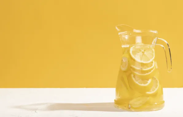 Water, yellow, lemon, citrus, decanter
