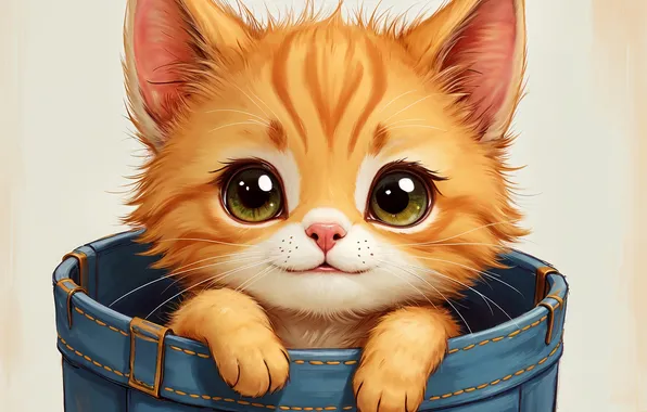 Cat, look, pose, kitty, face, AI art, neural network
