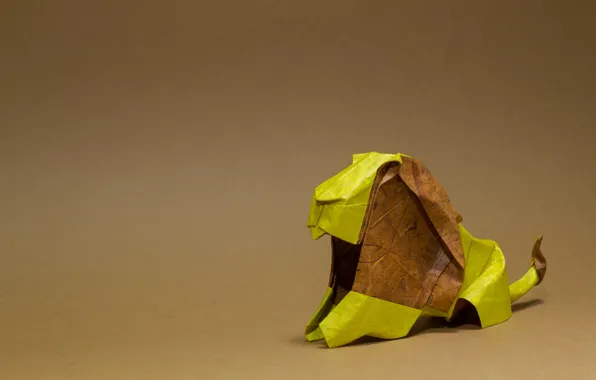 Picture Leo, mane, brown, origami, brown, lion, origami, mane