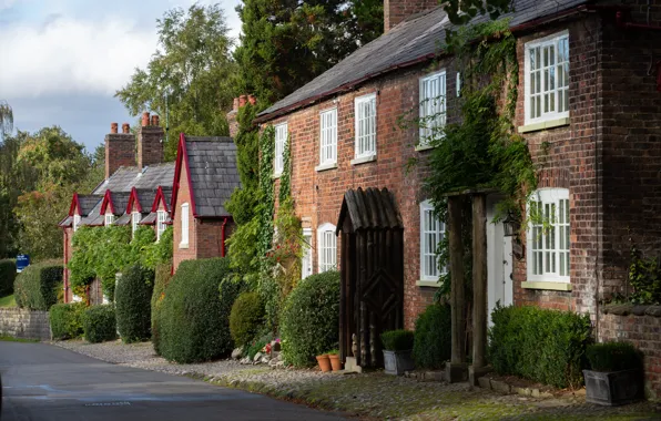 England, Greens, Road, The city, House, Street, United Kingdom, Rostherne