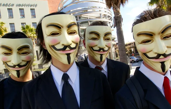 Mask, smile, group, Anonymous, hackers