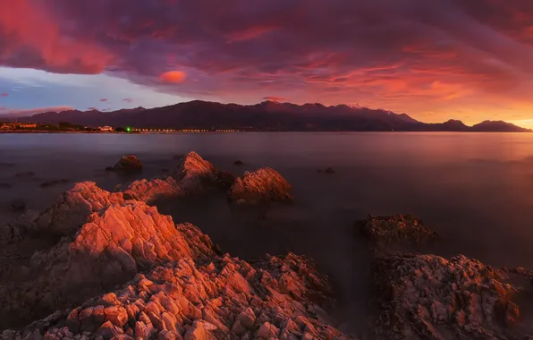 Picture Clouds, Landscape, New Zealand, Sunset, Dawn, Mountains, Seascape