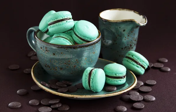 Chocolate, colorful, cookies, Cup, dessert, sweet, dessert, cookies