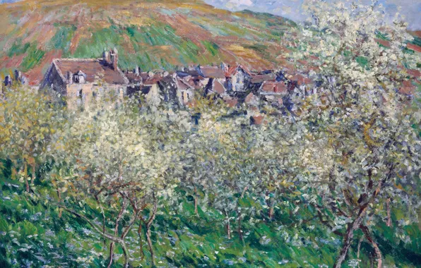 Picture landscape, picture, Claude Monet, Plum in Bloom at Vétheuil