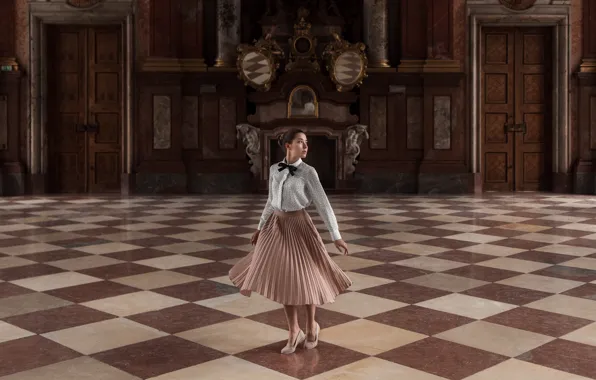 Picture girl, pose, skirt, blouse, Xenia, Kufeld, EIKONAS