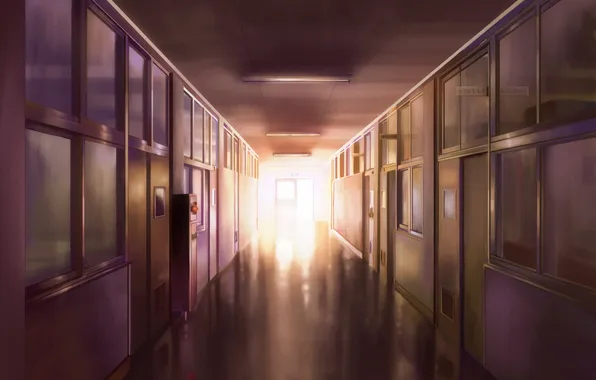 Picture light, anime, corridor