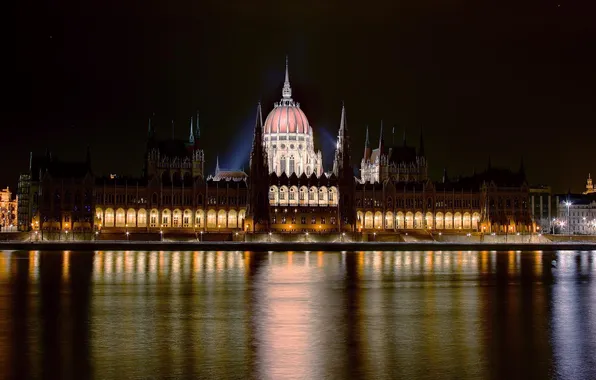 Night, castle, Palace, Parliament, castle, Hungary, Budapest, Budapest
