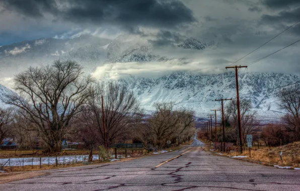 Road, landscape, mountains