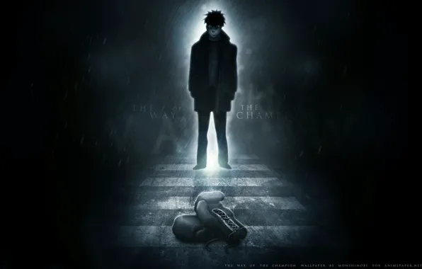 Picture road, gloves, guy, Hajime no Ippo