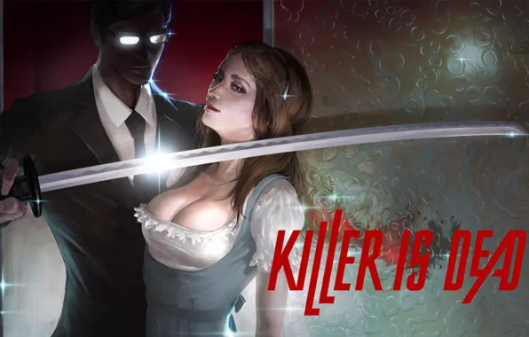 The inscription, katana, killer, red, Killer is dead, hostage