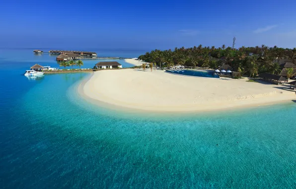 Picture sea, the Maldives, blue water, Paradise island