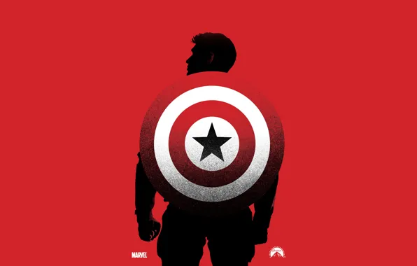 Picture red, background, silhouette, shield, marvel, comic, Captain America, The first avenger