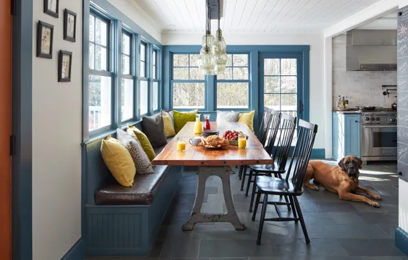 Design, interior, kitchen, retro style, dining room, retro kitchen-dining