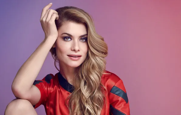 Picture look, girl, face, pose, smile, background, hair, blouse