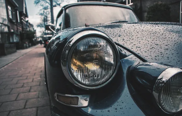 Picture car, drops, retro, street, lights, the hood, wallpaper, vintage