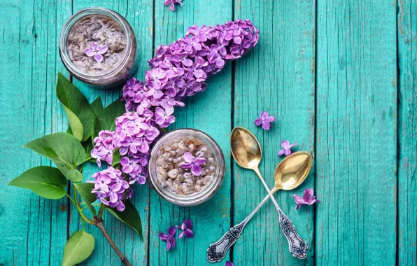 Wood, flowers, lilac, lilac