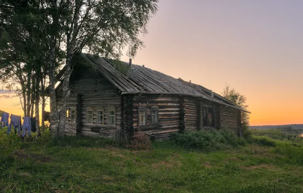 Picture village, summer, Pechysche, Arkhangelsk oblast