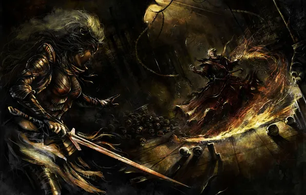 Skull, battle, warriors